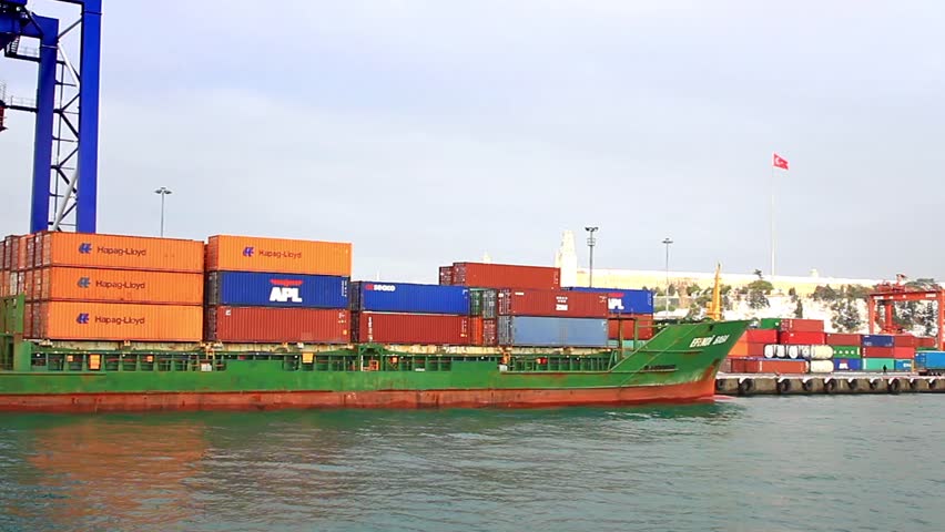 ISTANBUL - JAN 9: Container ship EFENDI BABA (IMO:9087544, Turkey) full of