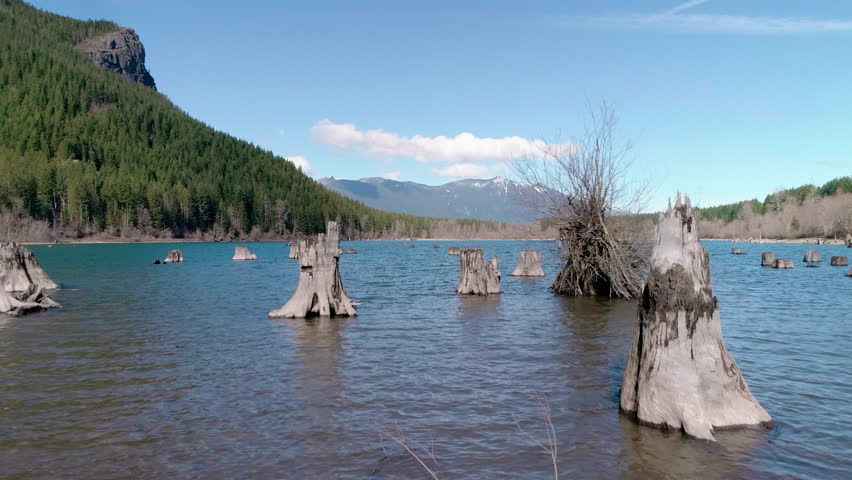 Drone Flying Low Over Rattlesnake Lake in North, Bend Washington
