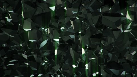 Abstract background with animation of moving and rotation glossy surface jewels, diamonds or crystals. Animation of seamless loop.