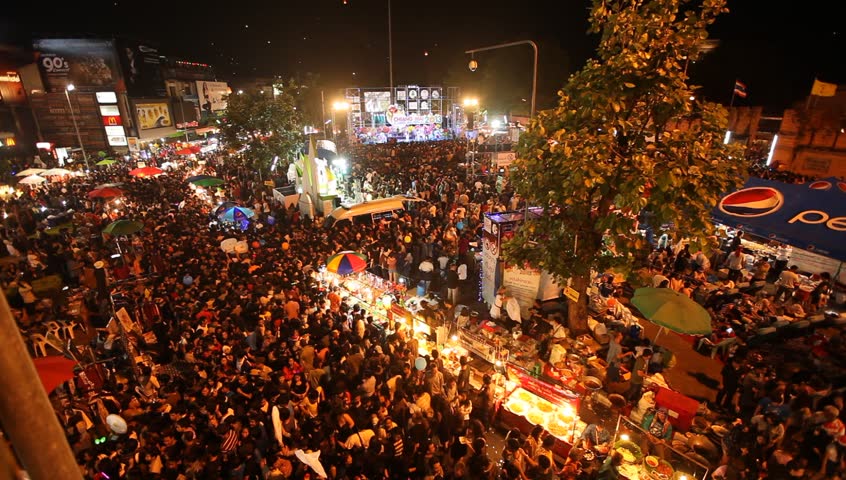 CHIANGMAI,THAILAND - DEC 31: People gathered in the city center on the countdown