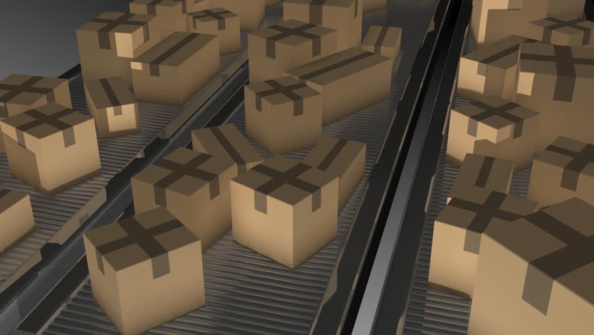 Looping animation of huge pile cardboard delivery boxes. Stack of brown ...