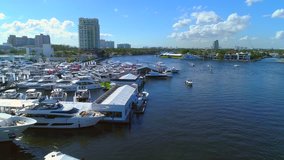 FORT LAUDERDALE, FL, USA - NOVEMBER 4, 2017: Superyachts at the Fort Lauderdale boat show 2017 4k