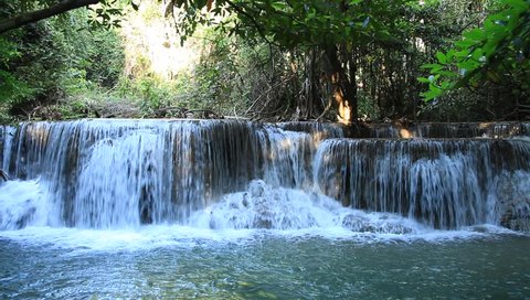 Waterfall in tropical forest in Kanchanaburi, Thailand