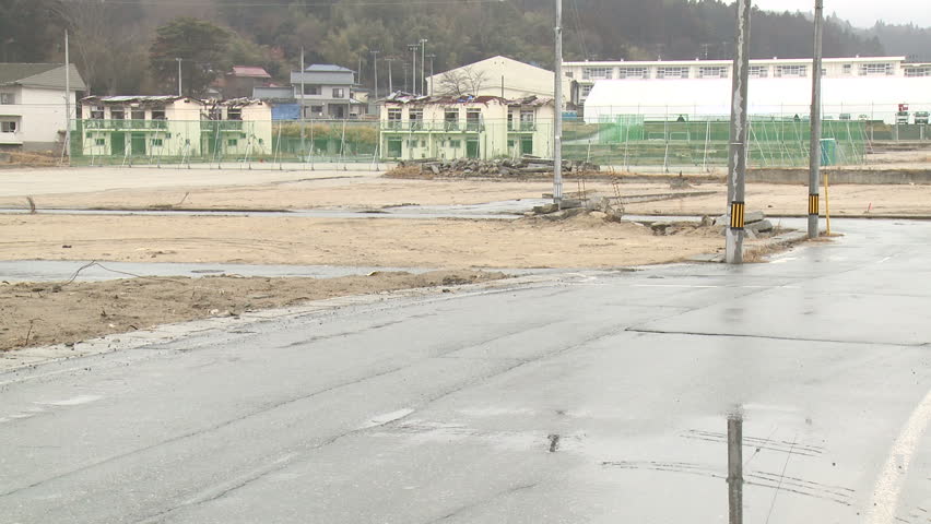 Japan Tsunami 1 Year On - Vacant plots one year after devastating tsunami. Shot