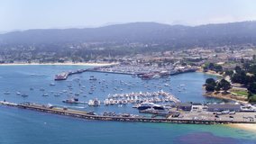 Aerial Drone Stock Video of boats at Monterey Bay Marina