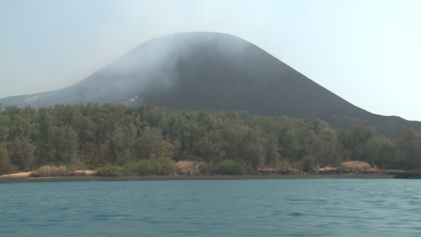 Sailing Past Anak Krakatau Volcano Indonesia. Shot on Sony EX1 XDCAM at Anak