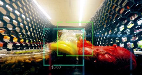 Grocery Food Shopping Time Lapse Smart Scanner Shop Cart Supermarket 4K