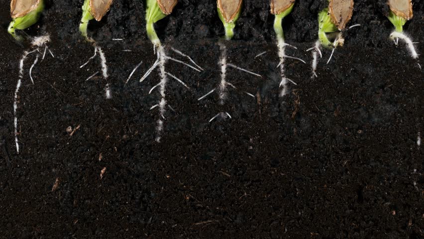 Germinating Pumpkin Seed Roots Underground Stock Footage Video (100% ...