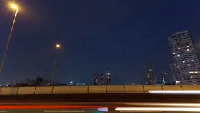 Timelapse video, traffic in city at night