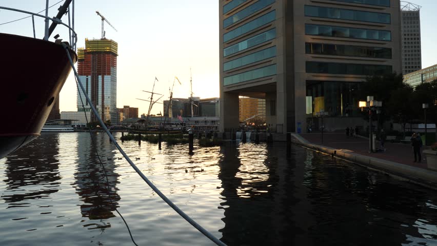 Water glistening on baltimore harbor
