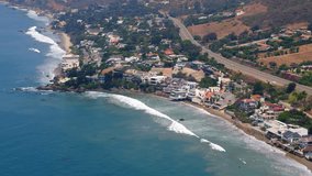 Aerial Drone Stock Video of Beautiful Beach Houses in Malibu
