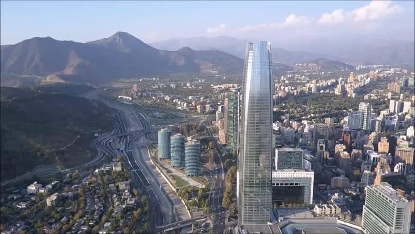Aerial view of Santiago city in Chile