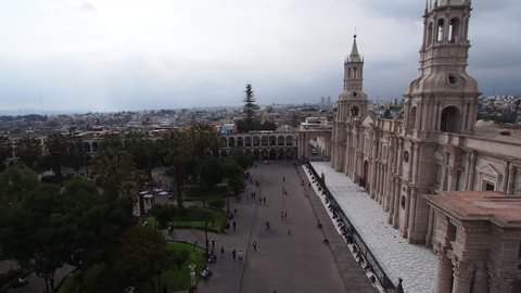 Cathedral, Plaza de Armas, elevated view, Arequipa, Peru