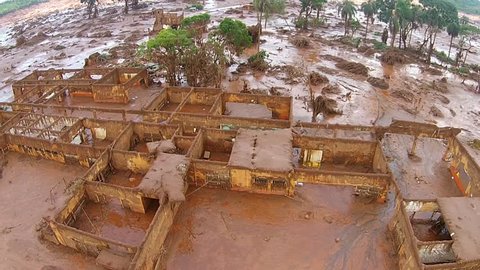 Breaking of dams in Mariana Minas Gerais District of bento Rodrigues devastated by the sludge of ore regeito. Brazil's biggest famine tragedy