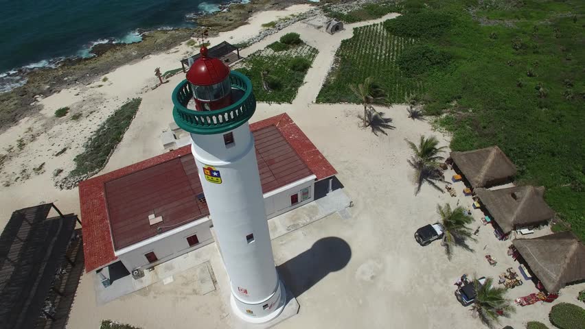 Aerial View of Cozumel Lighthouse Royalty-Free Stock Footage #32577232