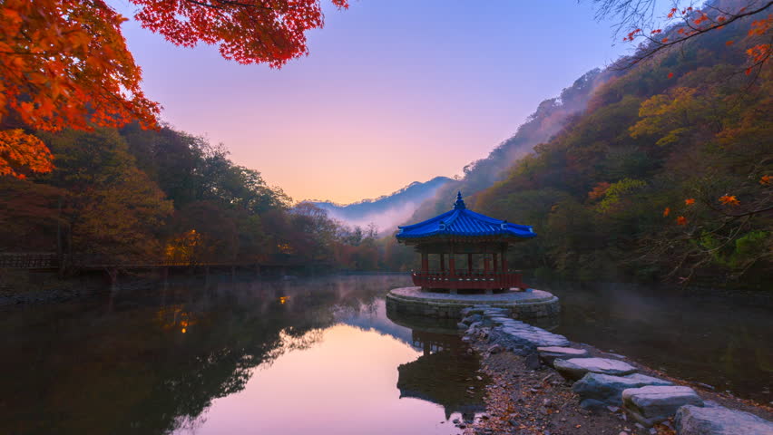 Time lapse Naejangsan national park autumn,Morning mist,South Korea. | Shutterstock HD Video #32584222