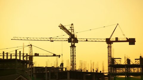 Construction site sunset, timelapse
