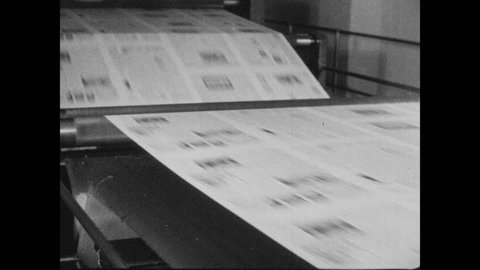 1940s: Newspaper speeds through part of press.