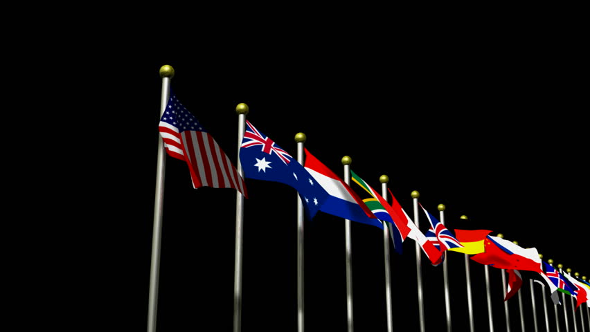 World flags on black background HD1080