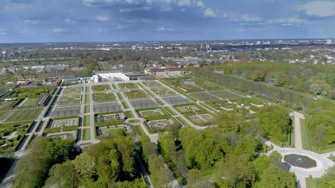 The wide Herrenhausen Gardens in Hanover in an aerial view it is one of the most beautiful park in Europe