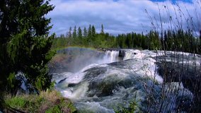 Slow motion video Ristafallet waterfall in the western part of Jamtland is listed as one of the most beautiful waterfalls in Sweden.