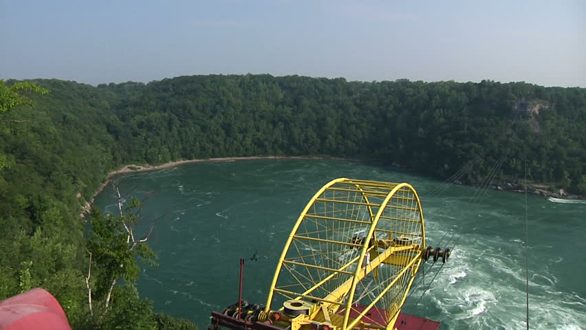 Niagara river gorge, wild white water rapids of the Niagara river. Looking down on white water rapids in Canada