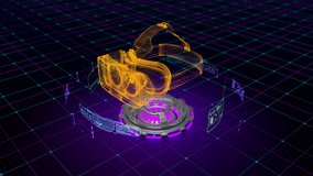 Technology related futuristic animation of VR headset hologram rotation on abstract grid background - Powered by Shutterstock - Get 15% off with code: PIKWIZARD15