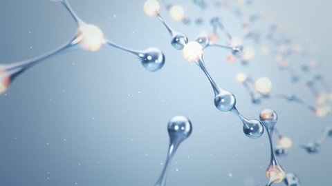 Animation slow moving of molecules or network from glass and crystal. Animation of seamless loop.