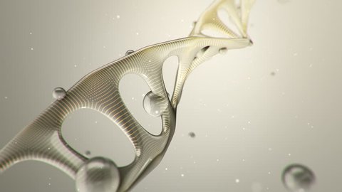 Animation rotation of model DNA spiral from glass and crystal, or with surface damage. Animation of seamless loop.