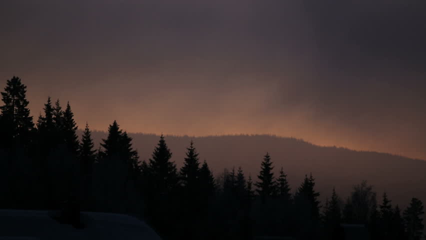 Winter landscape sunrise