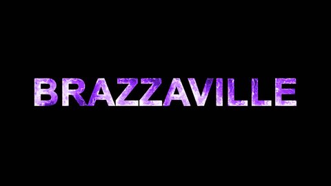 Luminous and shimmering haze inside the letters of the capital name BRAZZAVILLE. Transparent, Alpha channel