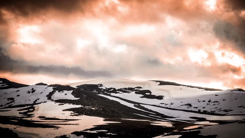 Fast Moving Sunset Clouds over the Snowy Mountains Australia. Mount Kosciusko spring time lapse. | Shutterstock HD Video #32637670