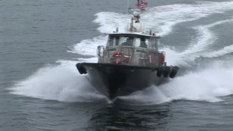 Harbor US guard patrol boat roaming at sea