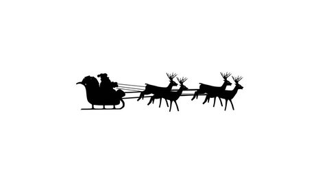 santa claus on reindeer sleigh flying Stock Footage Video (100% Royalty ...