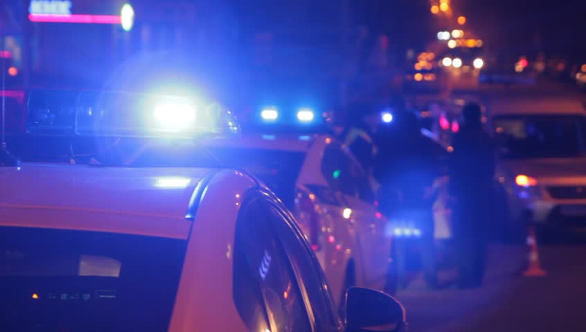 Three Police vehicle lights flashing on neighborhood Royalty-Free Stock Footage #32649913