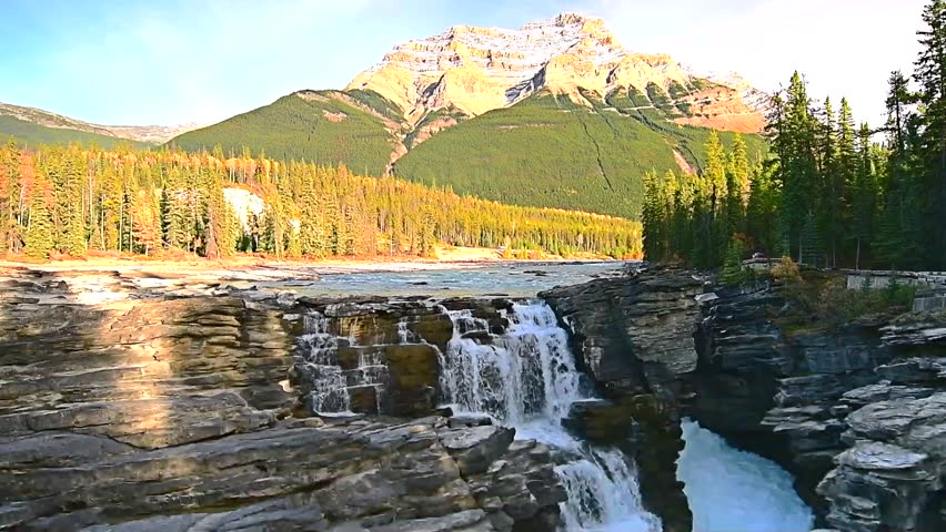 Athabasca Falls in autumn, Jasper National Park, Alberta, Canada