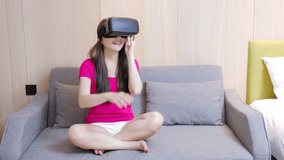 video of woman wear vr in living room at home