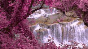 Beautiful waterfall in the national park forest at Huai Mae Khamin Waterfall, Kanchanaburi Thailand