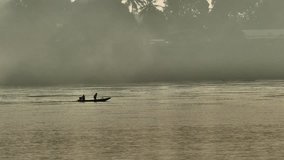 Mekong River in Thailand Usually use a long tail boat to fish for a daily basis.