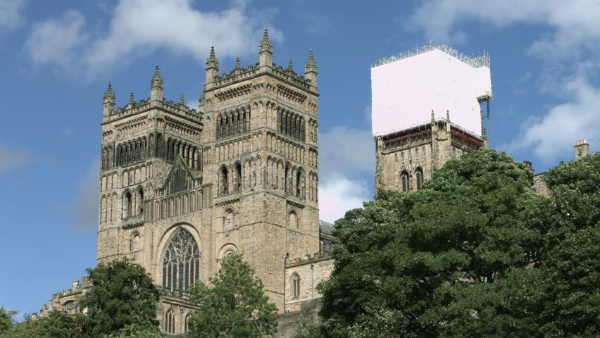 Durham Cathedral, Durham, England. Filmed from the River Wear. 4K Clip 17
