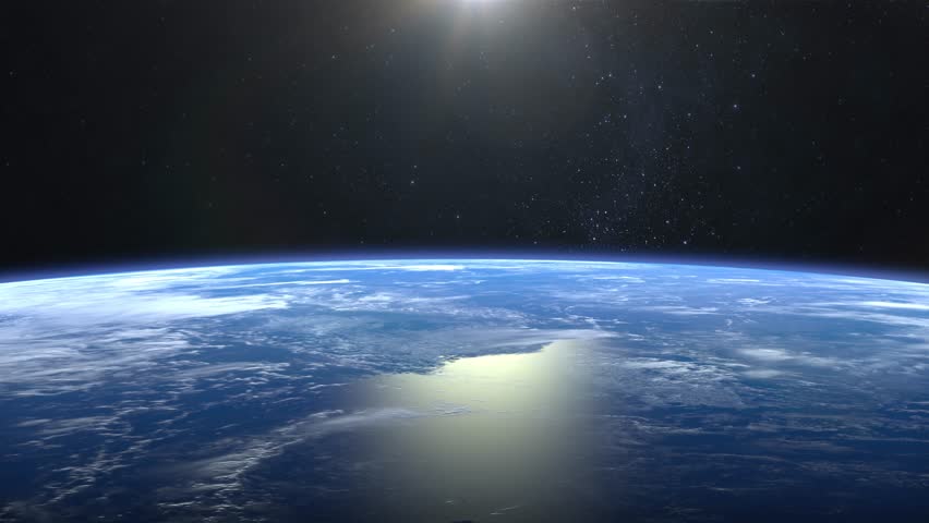 Beautiful View of Earth from space. Sunrise. Flight over the Earth. 4K. The camera moves forward. 3D Animation. Royalty-Free Stock Footage #32691640