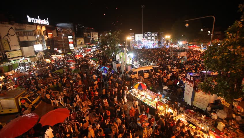 CHIANGMAI,THAILAND - DEC 31: People gathered in the city center on the countdown