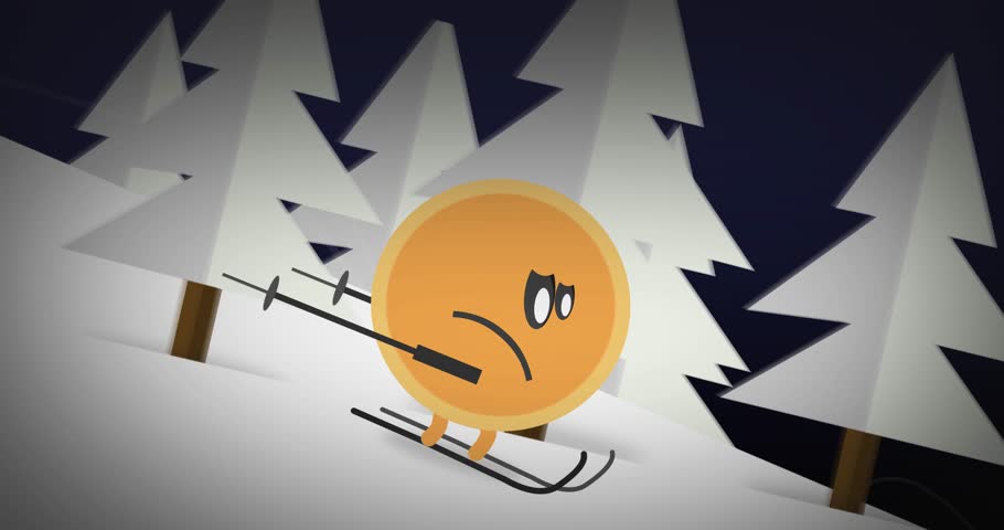 Generic Children Cartoon Playback - Character Skis down cold mountain