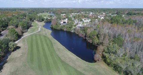 Golf club Course Glencliff Park in Westchase Tampa Florida. Aerial drone shoot.