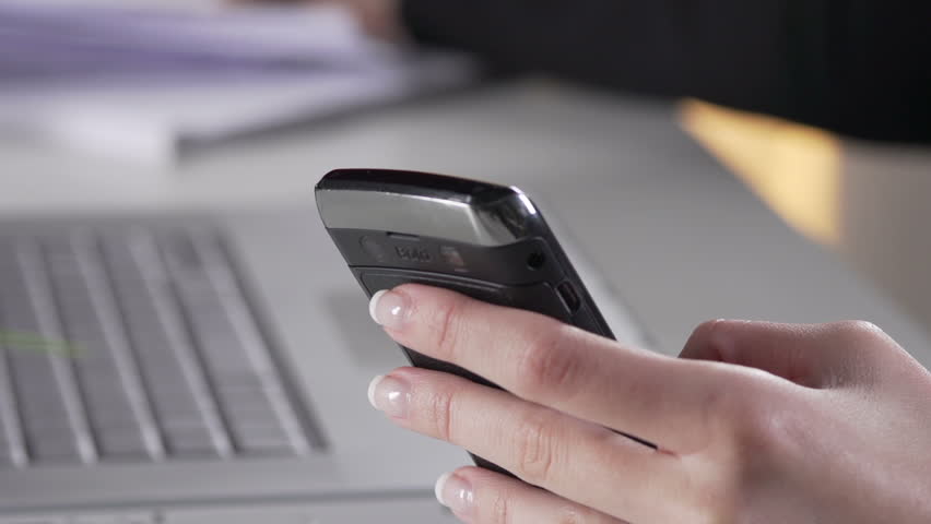 Close-Up Shot Of A Female Hands Text Messaging, Typing And Signing