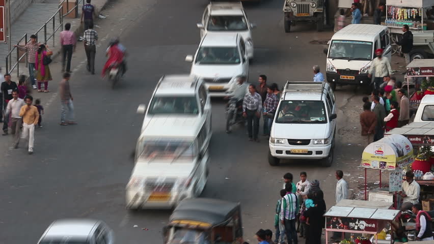 UDAIPUR, INDIA - NOVEMBER 18, 2012: Traffic on indian street in Udaipur, India,