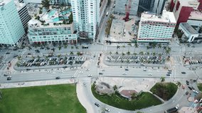 aerial panorama of brickell road miami downtown with multistoried buildings,sunny isles beach