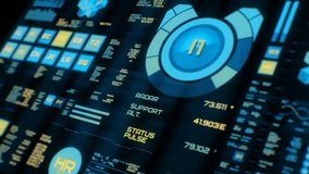 Perspective view of colorful futuristic interface/Digital screen/Detailed abstract background. Blinking and switching indicators of command center computer,processing data, AI. - Powered by Shutterstock - Get 15% off with code: PIKWIZARD15