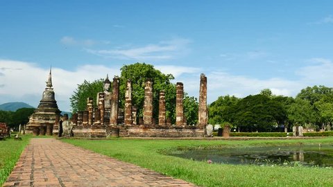 Mahathat temple in Sukhothai Historical Park Thailand, famous tourist attraction in northern Thailand.