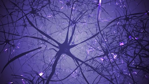 Neurons in brain. 3D seamless looping animation of neural network.